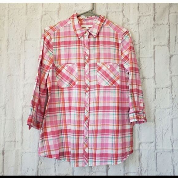 FOXCROFT Plaid Button-down Shirt 10 - Picture 1 of 5